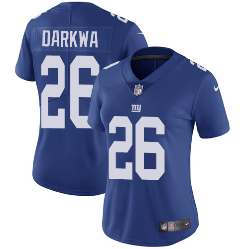 Nike Giants #26 Orleans Darkwa Royal Blue Team Color Women's Stitched NFL Vapor Untouchable Limited Jersey